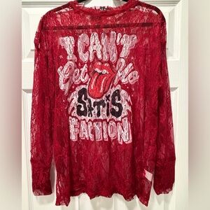 Red Lace Graphic Top